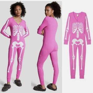 Victoria’s Secret skeleton pink onesie new small pajamas